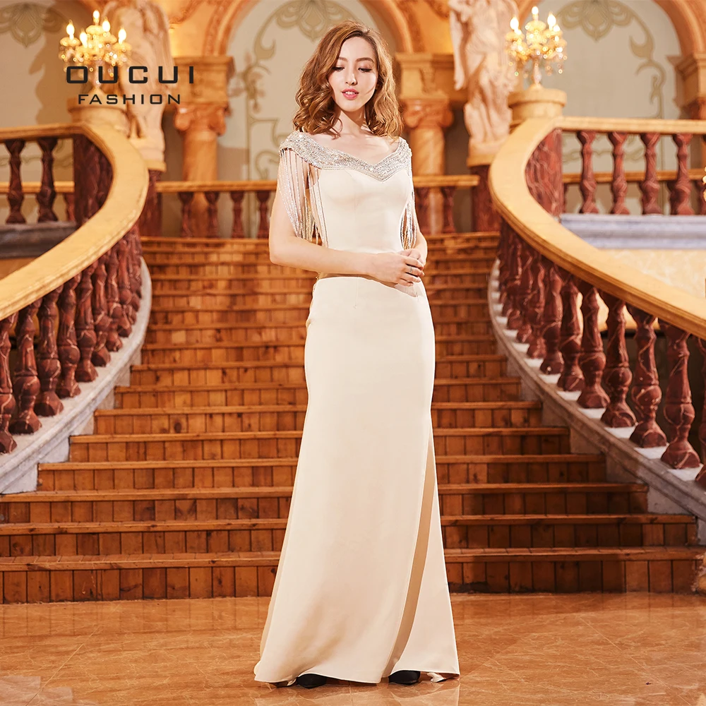 2019 Mermaid Champagne Evening Dresses Long Tulle Beading Tassel Sexy Bodice Off Shoulder Formal Dress Elegant Robe OL103284
2019 Mermaid Champagne Evening Dresses Long Tulle Beading Tassel Sexy Bodice Off Shoulder Formal Dress Elegant Robe OL103284