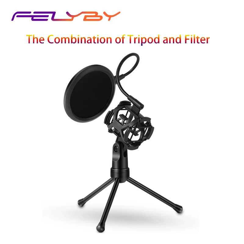 FELYBY Microphone Shock Mount Holder Wind Pop Filter for Broadcast/Game/Video Conference
FELYBY Microphone Shock Mount Holder Wind Pop Filter for Broadcast/Game/Video Conference