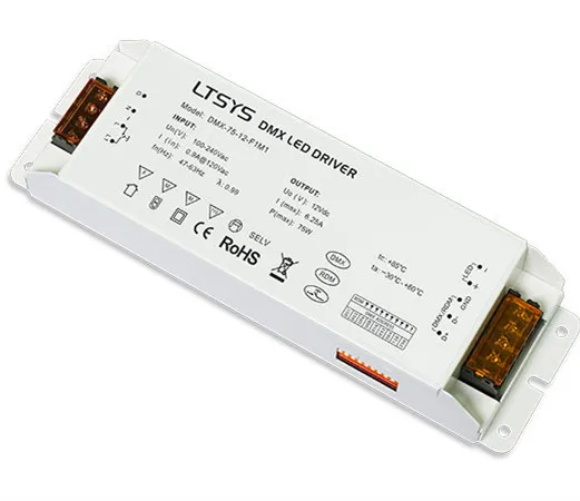 DMX-75-12-F1M1;75W DMX512/RDM LED driver;AC100-240V input;max 12V/6.25A/75W output
DMX-75-12-F1M1;75W DMX512/RDM LED driver;AC100-240V input;max 12V/6.25A/75W output