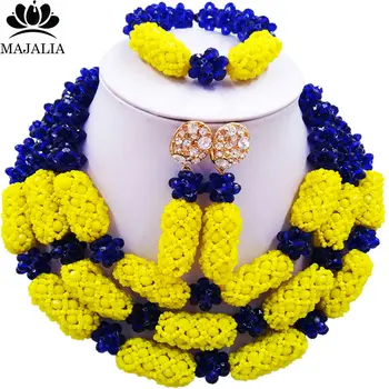 Majalia Luxury Ladies African Jewelry Nigerian Wedding Set Royal blue and yellow Crystal Necklace Bride Jewelry Sets 3WS022
Majalia Luxury Ladies African Jewelry Nigerian Wedding Set Royal blue and yellow Crystal Necklace Bride Jewelry Sets 3WS022