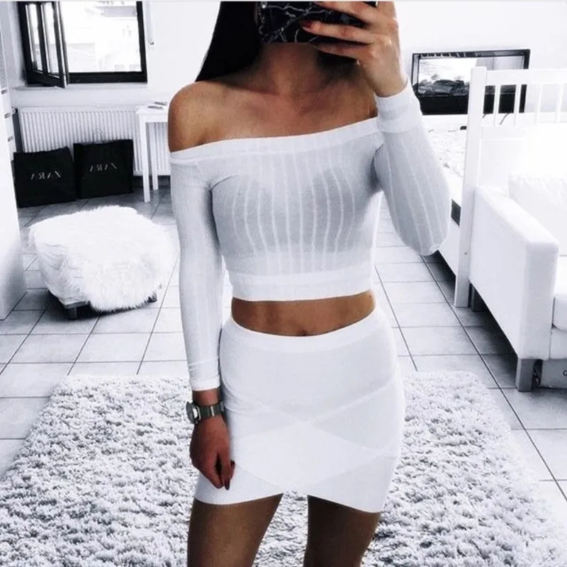OUTFITGARAGE Autumn Off Shoulder Crop Top T Shirts OG0670