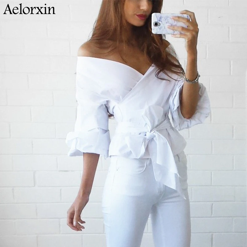 Blouse Women Sexy Strapless V-neck Cross Straps Blouse Shirt Women 2019 Off Shoulder Long-sleeved Solid Shirts Cotton Blusas Top
Blouse Women Sexy Strapless V-neck Cross Straps Blouse Shirt Women 2019 Off Shoulder Long-sleeved Solid Shirts Cotton Blusas Top