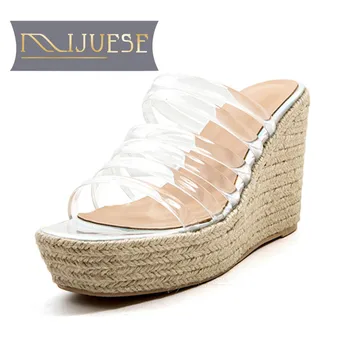 MLJUESE 2018 women slippers summer slip on open toe transparent wedges pumps slides sandals women mules women size 34-39
MLJUESE 2018 women slippers summer slip on open toe transparent wedges pumps slides sandals women mules women size 34-39