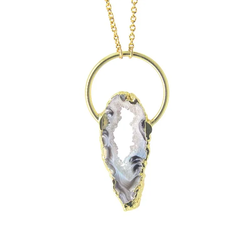 Raw Druzy Fluorite Drop Necklace Vintage Stone Pendant Necklace 
Raw Druzy Fluorite Drop Necklace Vintage Stone Pendant Necklace