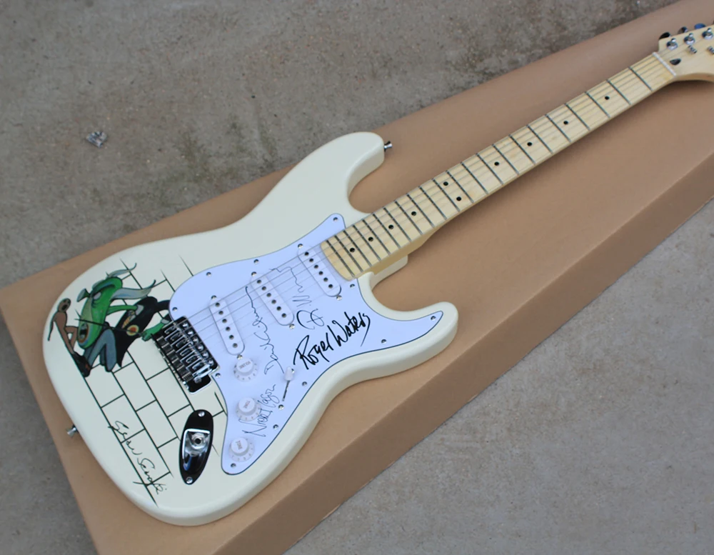 Factory Cream Electric Guitar with Special Pattern,White Pickguard with Signature,Chrome Hardware,Can be Customized
Factory Cream Electric Guitar with Special Pattern,White Pickguard with Signature,Chrome Hardware,Can be Customized