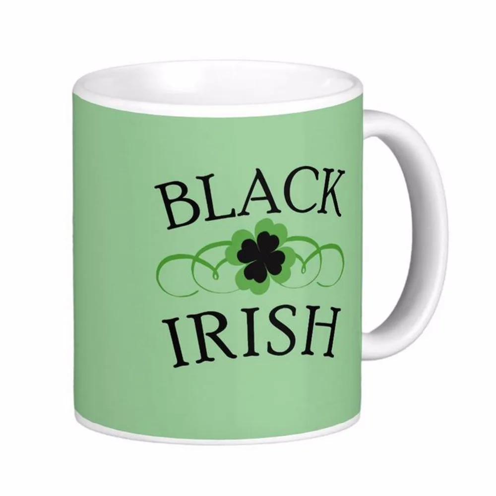 Image Black Irish With Black Shamrock White Coffee Mugs Tea Mug Customize Gift By LVSURE Ceramic Cup Mug Travel Coffee Mugs