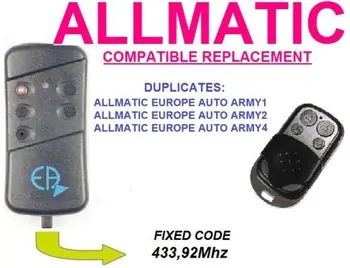 ALLMATIC EUROPE AUTO ARMY1, ARMY2, ARMY4 Universal remote control replacement clone duplicator Fixed code 433.92MHz
ALLMATIC EUROPE AUTO ARMY1, ARMY2, ARMY4 Universal remote control replacement clone duplicator Fixed code 433.92MHz