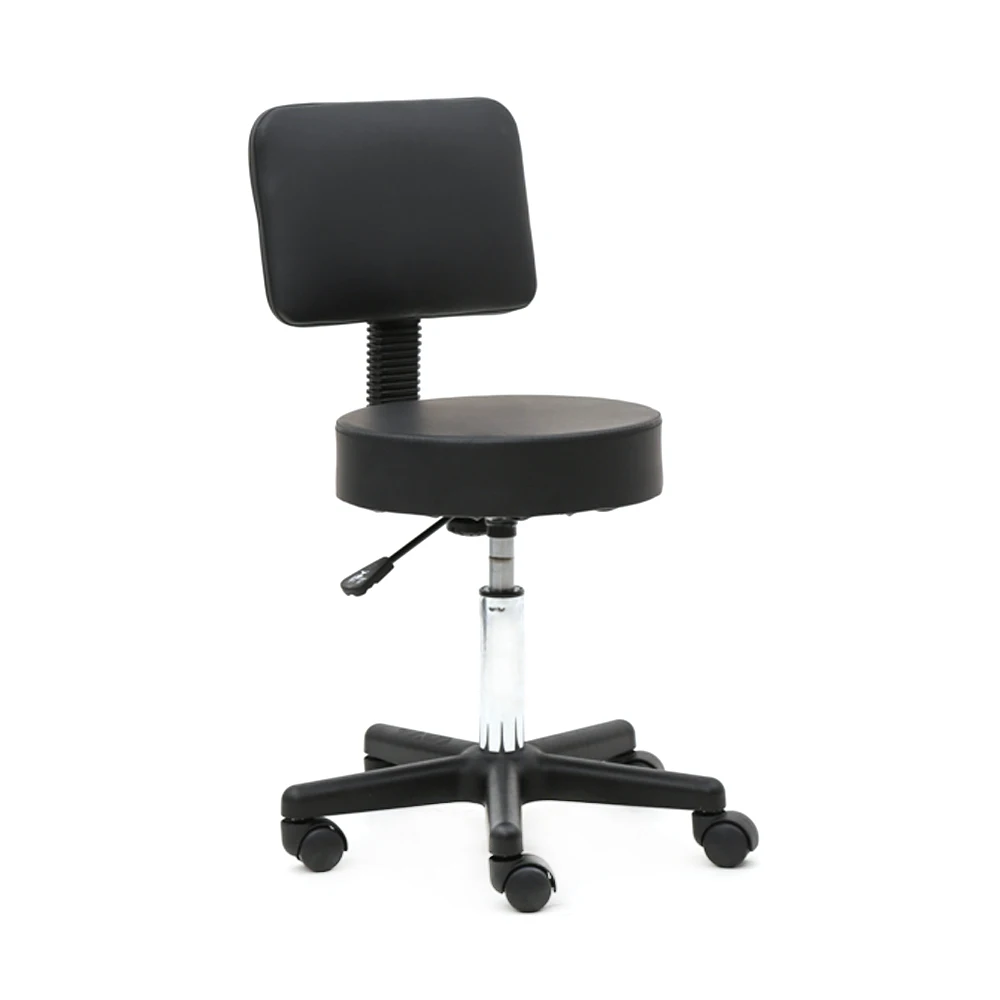 Фото US Round Shape Plastic Adjustable Salon Stool Bar Chair with Back Black Dropshipping | Мебель