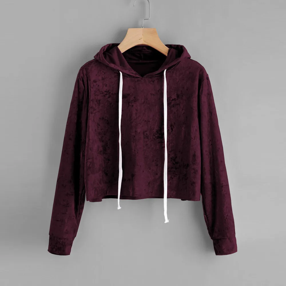 Wine Red Velvet Hoodies Women Hood 2018 Autumn Sweatshirt Women Long Sleeve Cropped Hoodie Sweatshirt Jumper Pullover
Wine Red Velvet Hoodies Women Hood 2018 Autumn Sweatshirt Women Long Sleeve Cropped Hoodie Sweatshirt Jumper Pullover