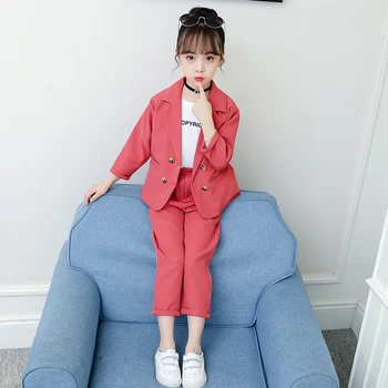 ins hot girls clothes sets 4-13 years old children's clothing Cotton Double-breasted suit 3-piece suit coat+pants+shirt 
ins hot girls clothes sets 4-13 years old children's clothing Cotton Double-breasted suit 3-piece suit coat+pants+shirt