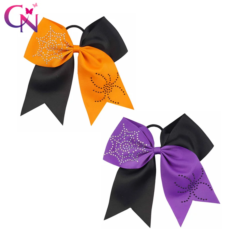 CN 10 Pcs/lots 7" Halloween Funny Cheer Bow With Elastic Band For Girls Handmade Rhinestone Spider Hair Bows Hair Accessories
CN 10 Pcs/lots 7" Halloween Funny Cheer Bow With Elastic Band For Girls Handmade Rhinestone Spider Hair Bows Hair Accessories