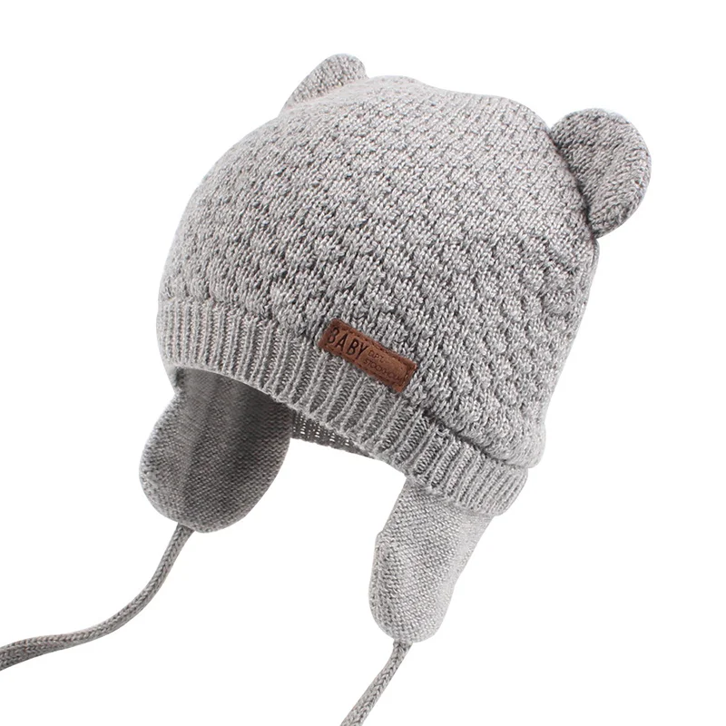Bear Ears Cute Baby Hat Soft Cotton Newborn Baby Beanie Double Layer Warm Winter Hat For Baby Girls Boys Knitted Kids Hats New (16)