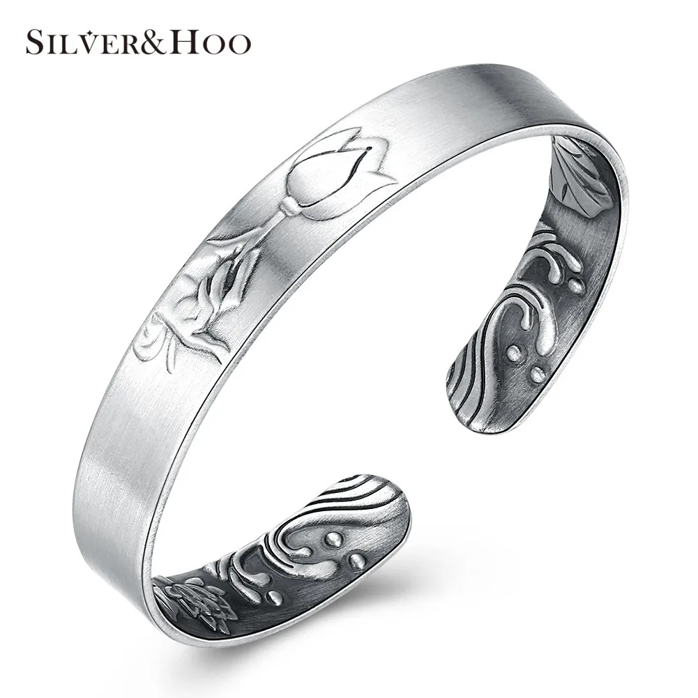 SILVERHOO 999 Sterling Silver Rose Flower Bangles for Women Fine Jewelry Engagement Bracelets Popular Birthday Gift for Lady
SILVERHOO 999 Sterling Silver Rose Flower Bangles for Women Fine Jewelry Engagement Bracelets Popular Birthday Gift for Lady