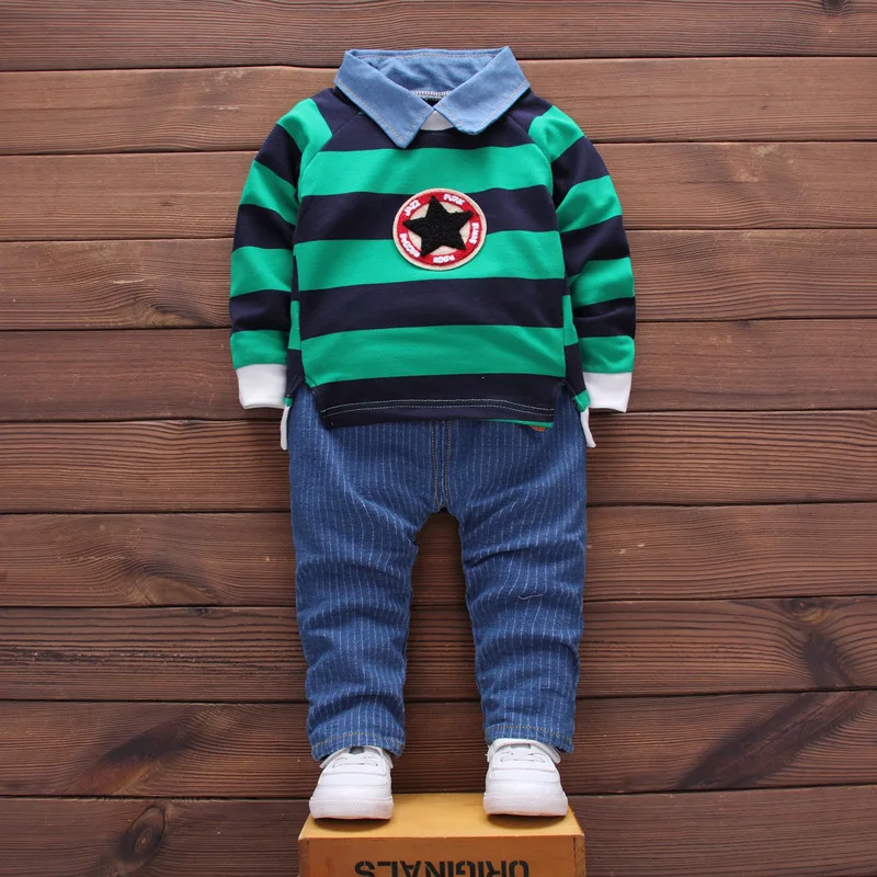BibiCola baby Boys Clothing Set Spring Autumn Kids Girls Clothes stripe Pullover Tops+ jeans Pants Sports Suit for Children Baby 
BibiCola baby Boys Clothing Set Spring Autumn Kids Girls Clothes stripe Pullover Tops+ jeans Pants Sports Suit for Children Baby