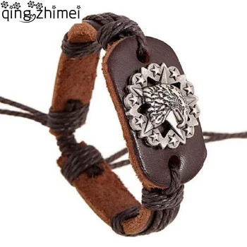 High Quality Genuine Leather Bracelets Mens Adjustable Hemp Rope Wrap Vintage Male Bracelet Charm Eagle Head Bangle Punk Jewelry
High Quality Genuine Leather Bracelets Mens Adjustable Hemp Rope Wrap Vintage Male Bracelet Charm Eagle Head Bangle Punk Jewelry