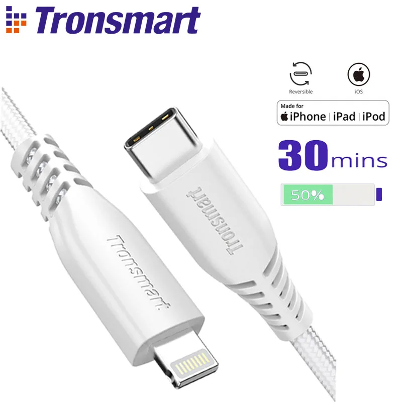 Tronsmart LCC05 USB C to LightningCable Type C MFi Certified Charging cable with USB-PD Fast Charging for iOS devices
Tronsmart LCC05 USB C to LightningCable Type C MFi Certified Charging cable with USB-PD Fast Charging for iOS devices