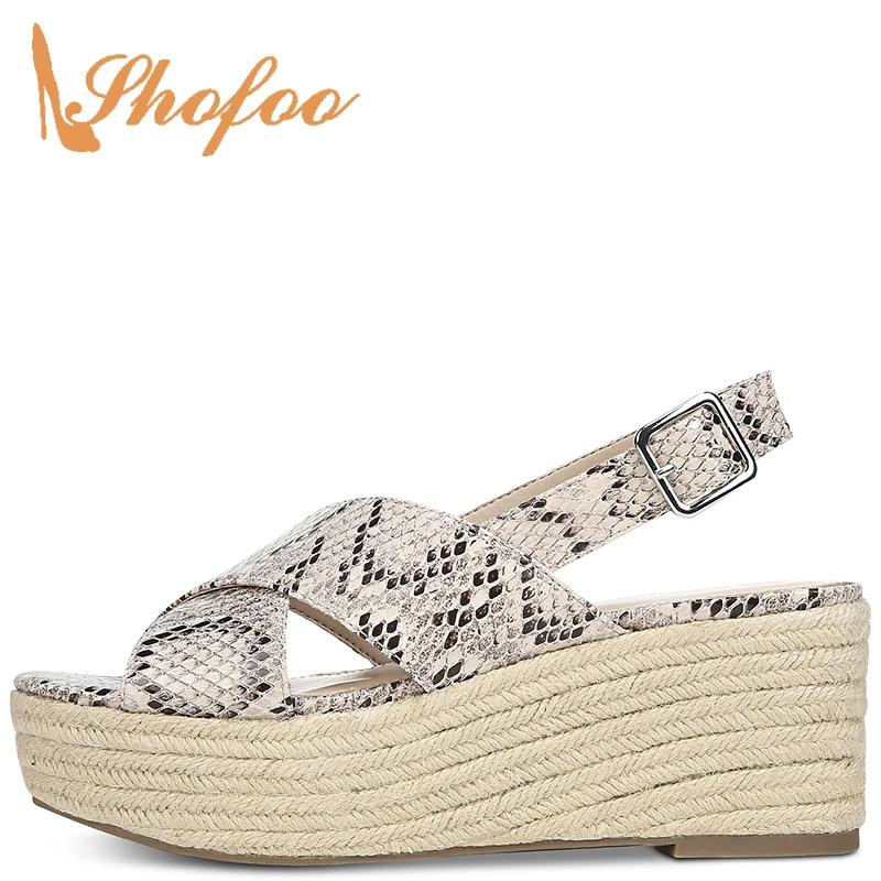 SnakeSkin Ankle Wrap Espadrilles Platform Sandals Woman High Wedges Heels Buckle Strap Large Size 30 33 Female Casual Shoes 2021
SnakeSkin Ankle Wrap Espadrilles Platform Sandals Woman High Wedges Heels Buckle Strap Large Size 30 33 Female Casual Shoes 2021