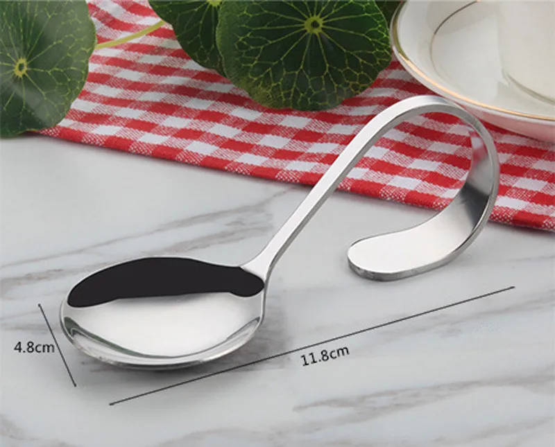Description Picture 4 of item300Pcs/Lot Stainless Steel Curved Handle Spoon Fork Tableware Silver Tea Coffee Spoon Mixer Flatware Kitchen Accessories