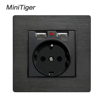 Minitiger Black Aluminum Metal Panel Dual USB Charging Port 2.1A 16A Russia Spain Wall Socket EU Power Outlet R8 Series
Minitiger Black Aluminum Metal Panel Dual USB Charging Port 2.1A 16A Russia Spain Wall Socket EU Power Outlet R8 Series