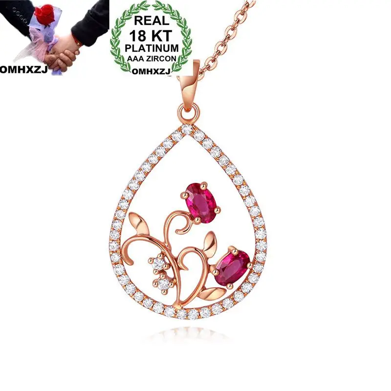 OMHXZJ Wholesale European Fashion Woman Girl Party Wedding Gift Flower Ruby Zircon 18KT Rose Gold Necklace Pendant Charm CA183
OMHXZJ Wholesale European Fashion Woman Girl Party Wedding Gift Flower Ruby Zircon 18KT Rose Gold Necklace Pendant Charm CA183