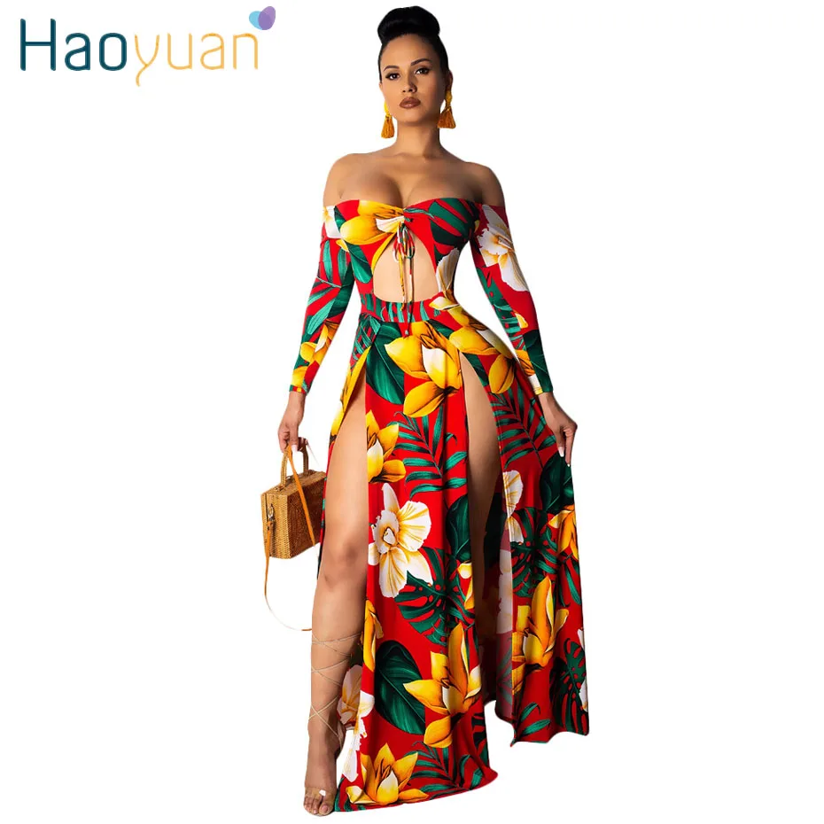 HAOYUAN Sexy Bohemian Beach Maxi Dress Women Floral Off Shoulder Long Sleeve Bandage Party Dresses Vintage Elegant Retro Dress
HAOYUAN Sexy Bohemian Beach Maxi Dress Women Floral Off Shoulder Long Sleeve Bandage Party Dresses Vintage Elegant Retro Dress