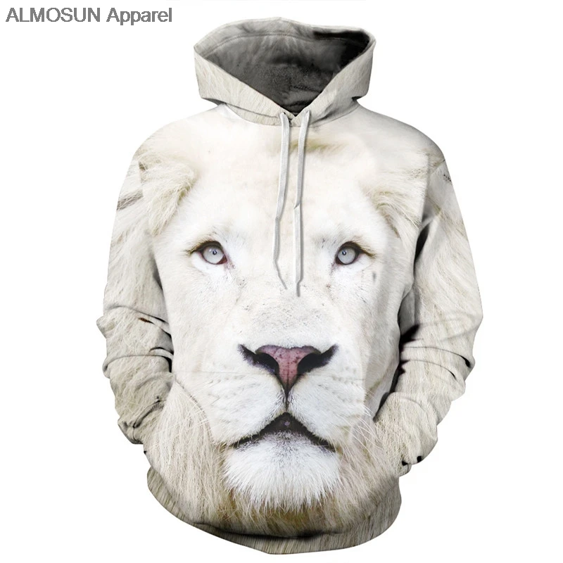 Толстовка ALMOSUN Мужская/женская с 3D принтом льва свитшот карманами в стиле хипстер
