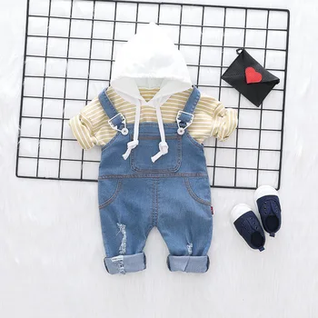 2019 Spring Baby Boys Girls Clothing Sets Toddler Infant Clothes Striped Hoodies Bib Jeans Pants Kids Children Costume
2019 Spring Baby Boys Girls Clothing Sets Toddler Infant Clothes Striped Hoodies Bib Jeans Pants Kids Children Costume