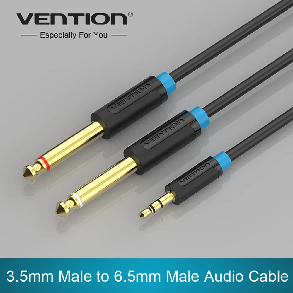 Image Vention 3.5mm to Double 6.35mm Dual Adapter Jack Audio Cable for Mixer Amplifier Male to Male 1m 2m 3m 5m Aux Cabo