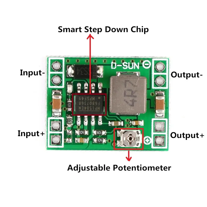 5 pcs Ultra-Small Size DC-DC Step Down Power Supply Module 3A Adjustable Buck Converter for Arduino Replace LM2596 (4)