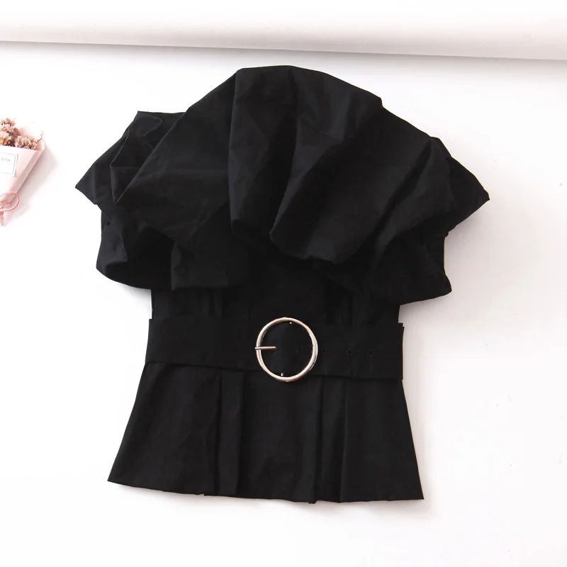 RR Solid Color Slim Blouses Women Fashion Short Sleeve Shirts Blouses Women Elegant Ruffles Tie Belt Waist Blusas Tops Female La
RR Solid Color Slim Blouses Women Fashion Short Sleeve Shirts Blouses Women Elegant Ruffles Tie Belt Waist Blusas Tops Female La