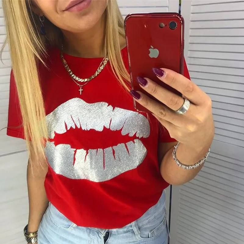 Jo Kalin Hot New Fashion T-shirts for Women Summer Short Sleeve Red lips tshirt ladies fitness harajuku t shirt women top tees
Jo Kalin Hot New Fashion T-shirts for Women Summer Short Sleeve Red lips tshirt ladies fitness harajuku t shirt women top tees
