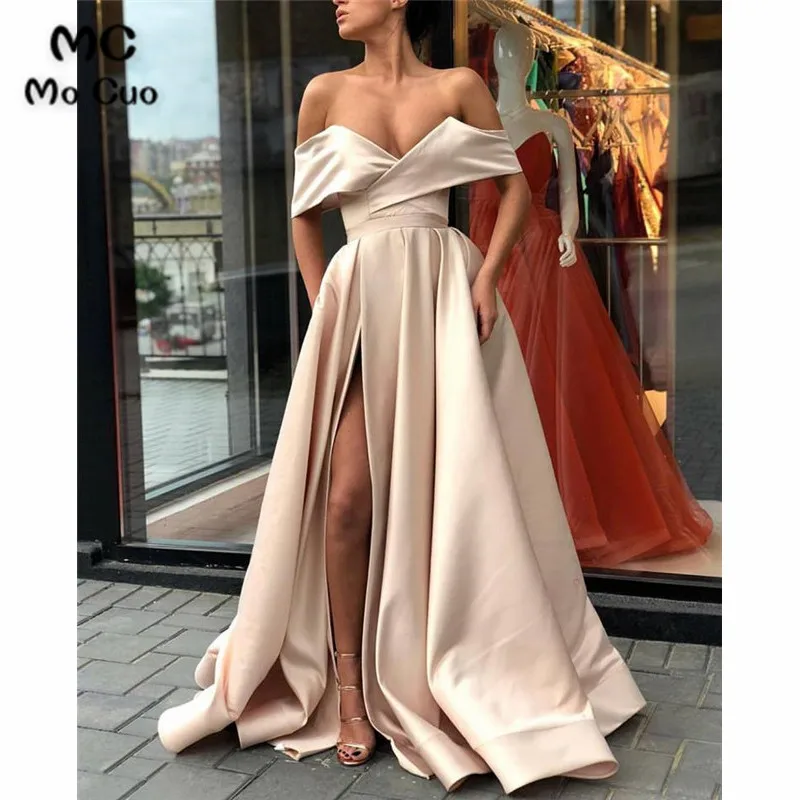 In Stock 2019 Ready Ship Off Shoulder Evening Dresses Long with Pockets Front Split Robe de soiree Evening Party Dresses
In Stock 2019 Ready Ship Off Shoulder Evening Dresses Long with Pockets Front Split Robe de soiree Evening Party Dresses