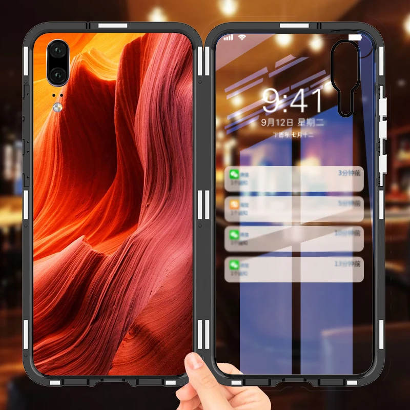 Luxury Magnetic Flip Case for Huawei P20 Lite P20 pro PC Border Transparent Tempered Glass Back Cover
Luxury Magnetic Flip Case for Huawei P20 Lite P20 pro PC Border Transparent Tempered Glass Back Cover