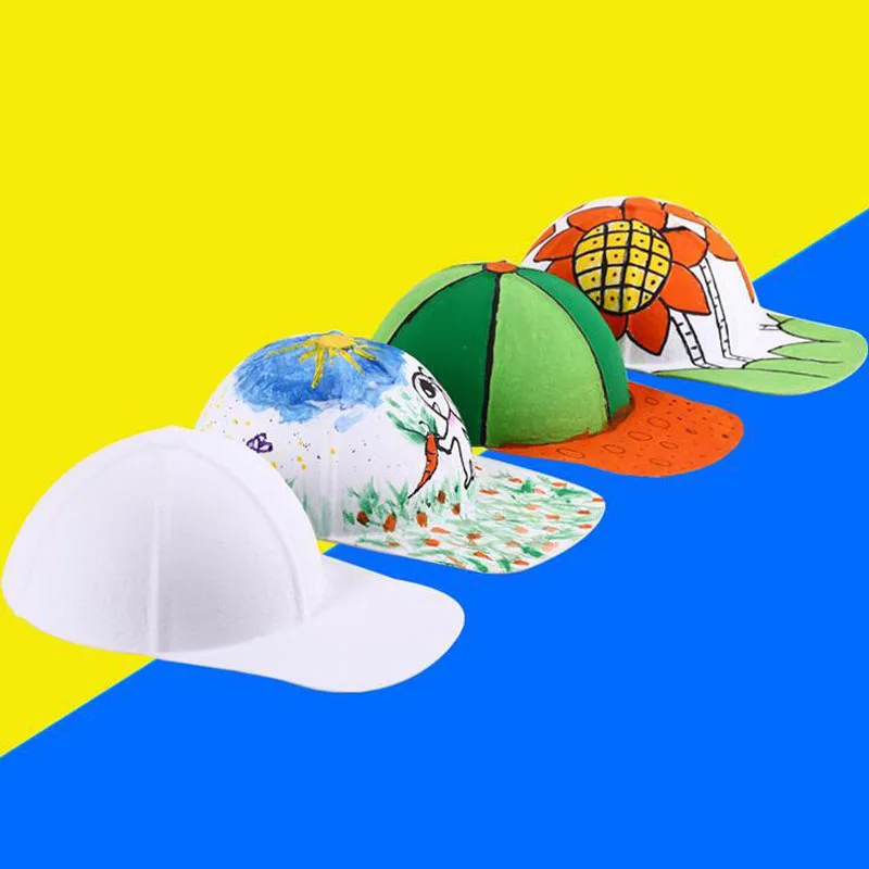 100pcs Diy Hand Painted White Pulp Paper Blank Baseball Cap Hat