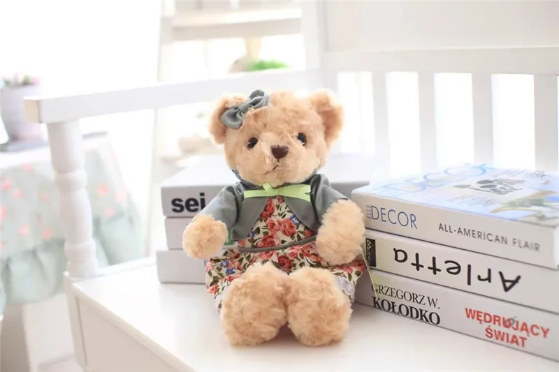 A pair 30CM Kawaii Teddy Bear Plush Toy Stuffed Couple teddy bear with cloth Soft Kids Toys Hight Quality 2018 New (8)