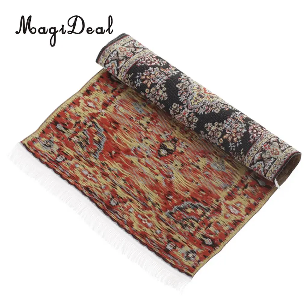 Chinese Happiness Theme Handmade Woven 1/12 Miniaturte Dollhouse Rug Fioor Capret for Living Room Door Furniture Decor