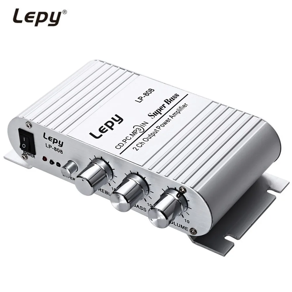 Lepy LP - 808 12V Protable HiFi Audio Stereo Amplifier Wired Super Bass Amplificador for Motorcycle PC Mp3 with Volume Control