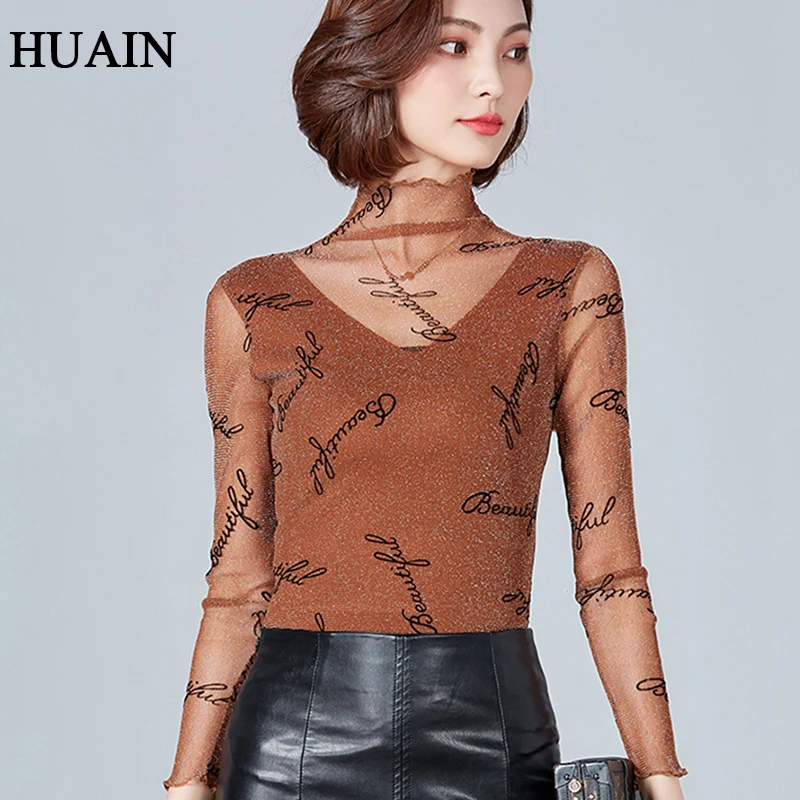 Print Women Shirt Autumn 2018 New Mesh Fitness Female Blouse Shirt Ruffles Ladies Tops Turtleneck Long Sleeve Female Blouses
Print Women Shirt Autumn 2018 New Mesh Fitness Female Blouse Shirt Ruffles Ladies Tops Turtleneck Long Sleeve Female Blouses