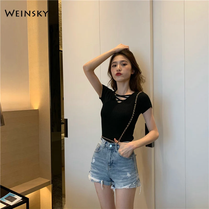 Casual Style Women Knitted Sweater And T-shirt Short Sleeve Ladies Fashion Solid Tops Female Summer 2019
Casual Style Women Knitted Sweater And T-shirt Short Sleeve Ladies Fashion Solid Tops Female Summer 2019