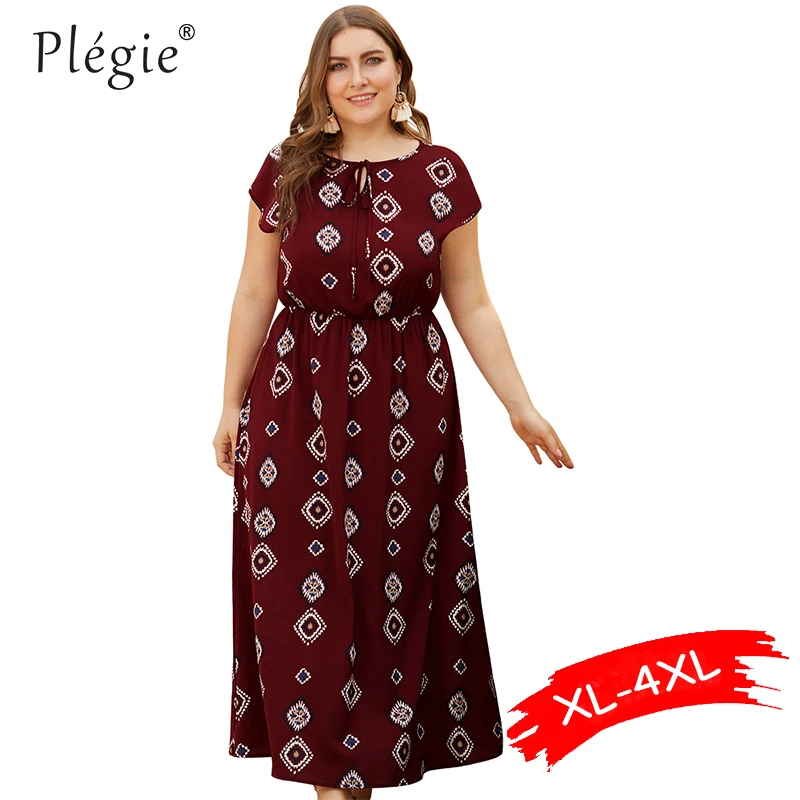 Plegie Summer Long Dress 2019 Women Short Sleeve Printing Dress Plus Size Bie Tie Round Neck High Waist Dress Women Party Dress
Plegie Summer Long Dress 2019 Women Short Sleeve Printing Dress Plus Size Bie Tie Round Neck High Waist Dress Women Party Dress