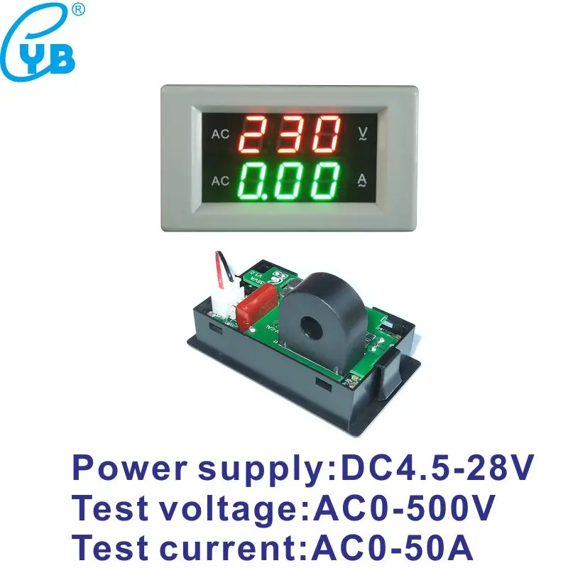 AC Digital Voltmeter Ammeter AC 0-50A Fixed Type AC 0-500V Voltage Current Dual Meter LED Volt Amp Panel Meter Supply DC 4.5-28V
AC Digital Voltmeter Ammeter AC 0-50A Fixed Type AC 0-500V Voltage Current Dual Meter LED Volt Amp Panel Meter Supply DC 4.5-28V