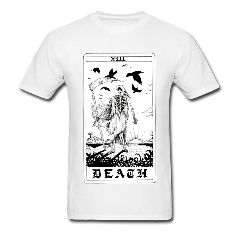100% Cotton Youth Short Sleeve Death Tarot Card T Shirts Casual Tops & Tees Retro Design O-Neck Tee Shirts Free Shipping Death Tarot Card white