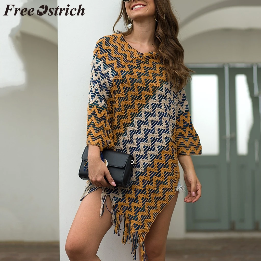 FREE OSTRICH Sweater Women Shawl Cloak Fringed Wavy Diagonal Striped Female Keep Warm Sexy Fashion Autumn Knit Sweater Women
FREE OSTRICH Sweater Women Shawl Cloak Fringed Wavy Diagonal Striped Female Keep Warm Sexy Fashion Autumn Knit Sweater Women