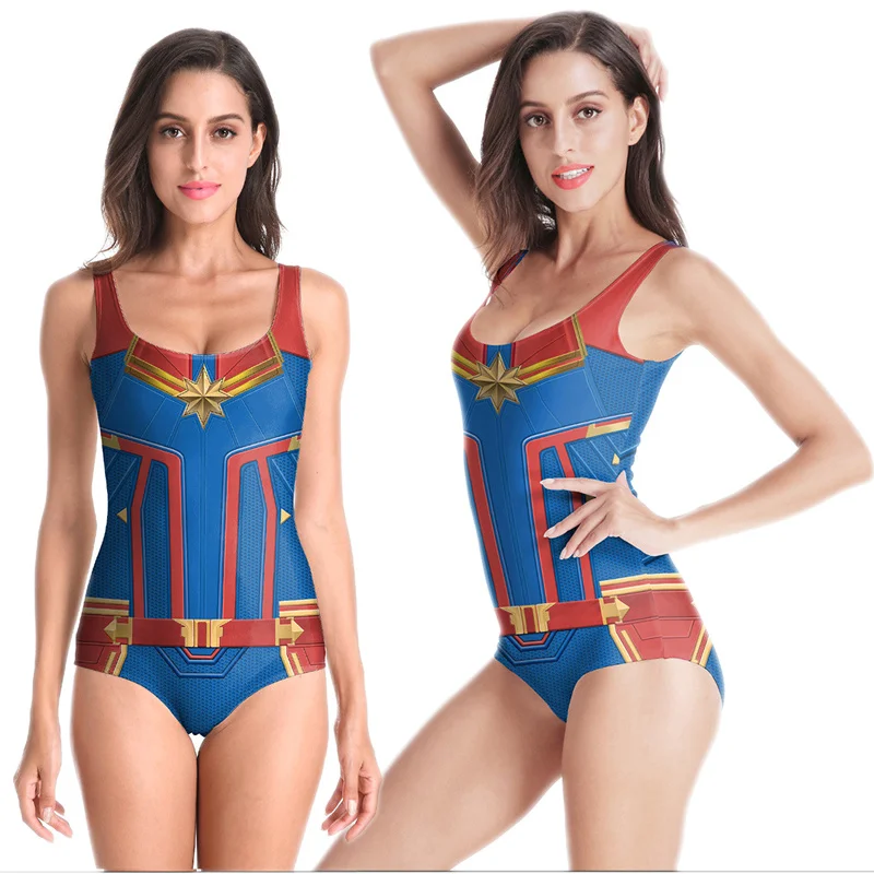 2019 New Sleeveless Swim Suit Sexy Cosplay 3D Captain Marvel Bathing Suit Printed Girl Swimsuit One Piece Swimwear For women
2019 New Sleeveless Swim Suit Sexy Cosplay 3D Captain Marvel Bathing Suit Printed Girl Swimsuit One Piece Swimwear For women