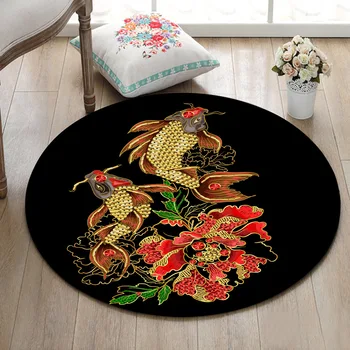 Indoor Round Living Room Carpet Bedroom Floor Area Rugs Bathroom Non-Slip Cushion Kitchen Door Mat Jewelry Fishes And Red Flower
Indoor Round Living Room Carpet Bedroom Floor Area Rugs Bathroom Non-Slip Cushion Kitchen Door Mat Jewelry Fishes And Red Flower