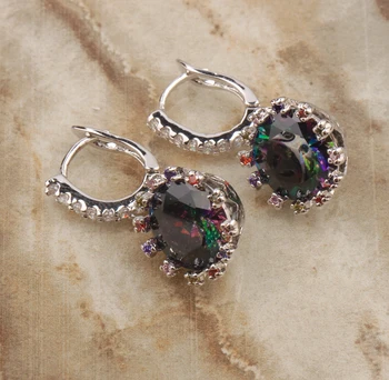 Distinctive Rainbow Mystic Multicolor Morganite Red Purple Garnet Peridot Silver Plated Argent Drop Dangle Earring S5204
Distinctive Rainbow Mystic Multicolor Morganite Red Purple Garnet Peridot Silver Plated Argent Drop Dangle Earring S5204