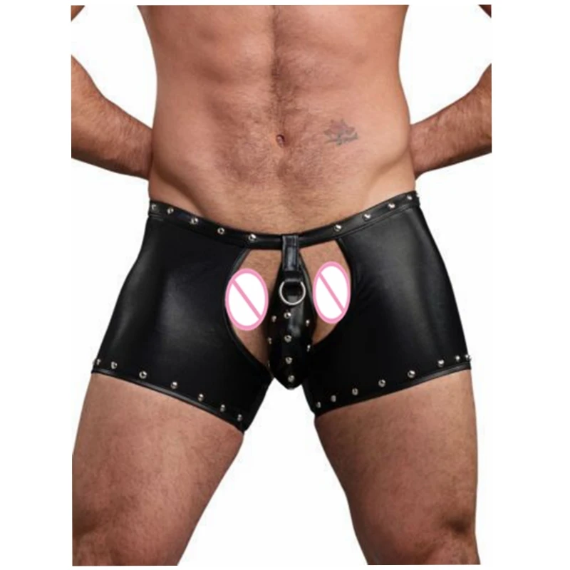 2018 Sexy Men Rivet Open Crotch Boxers Faux Leather Stage U Convex Pouch Wear Underwear Jockstrap Fetish Erotic lingerie
2018 Sexy Men Rivet Open Crotch Boxers Faux Leather Stage U Convex Pouch Wear Underwear Jockstrap Fetish Erotic lingerie