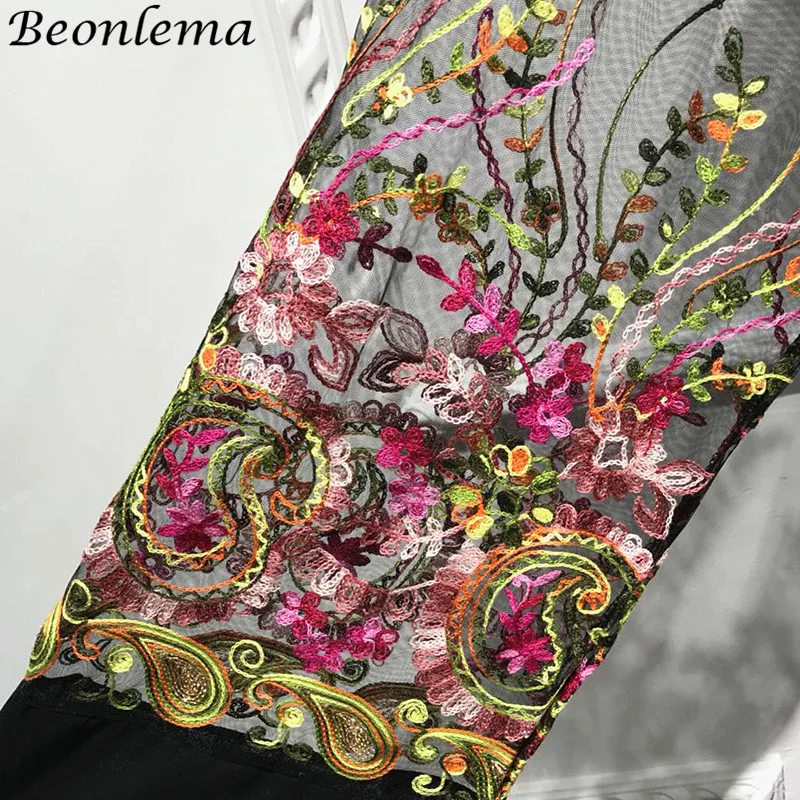 Beonlema черный Открытый abaya длинный халат для женщин Лето vestidos вышивка