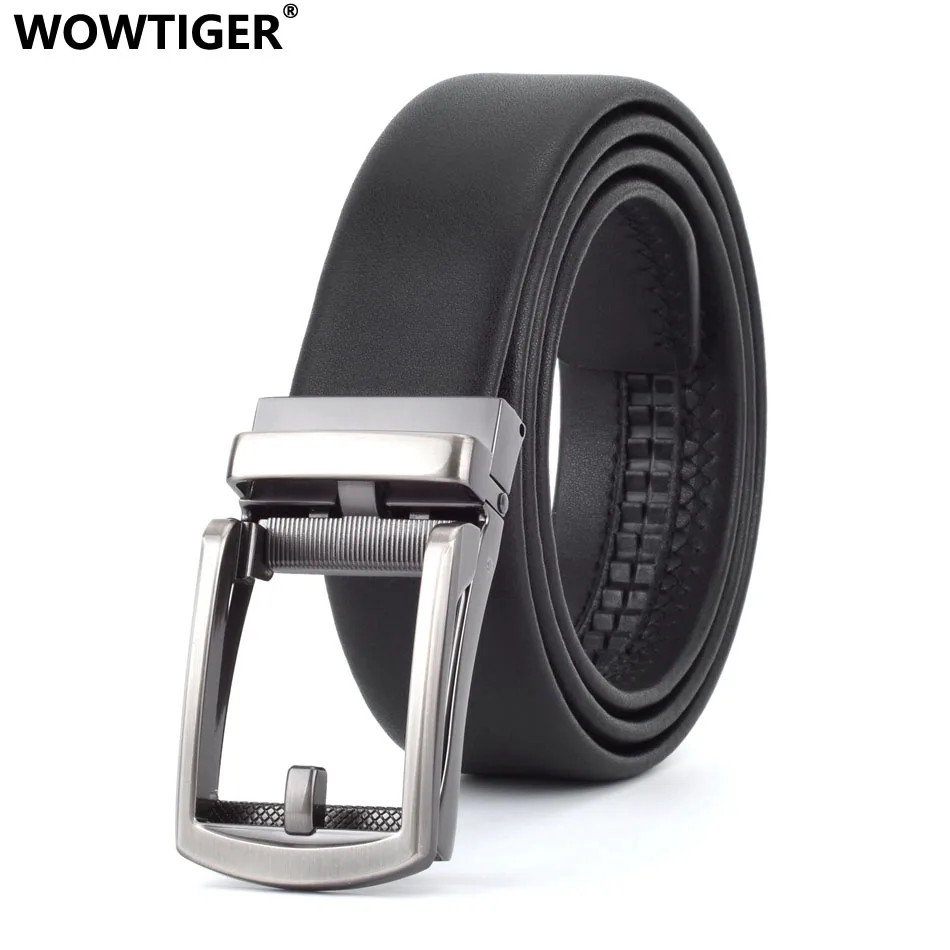 

WOWTIGER New Black Luxury designers leather mens belt male automatic alloy buckle strap Belts for men Cinturones Hombre