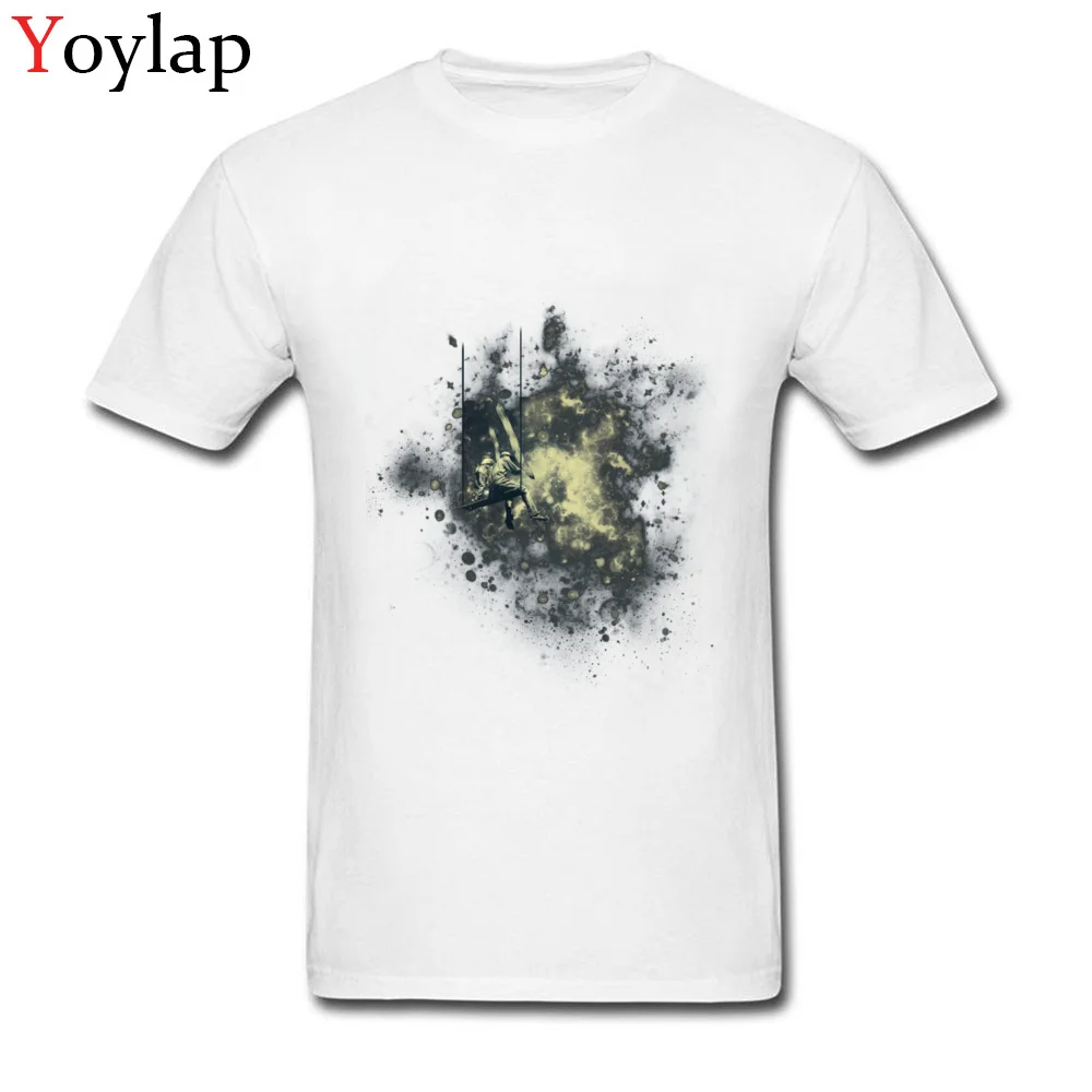 100% Cotton T Shirts for Men Short Sleeve Printed On Tops Shirts Retro Summer Autumn Summer Space Painters Round Collar Tee Shirt white